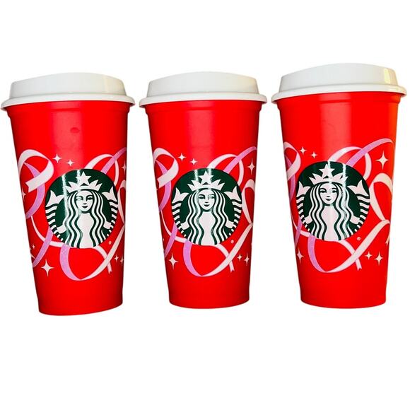 2021 Starbucks Holiday Ribbons Hot Red Cup 16oz 3 - Picture 2 of 6